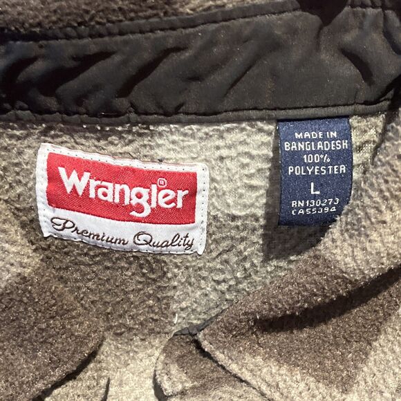 Wrangler Mens Large Long Sleeve Button Up Collared Shirt Jacket Brown Plaid - Picture 2 of 3